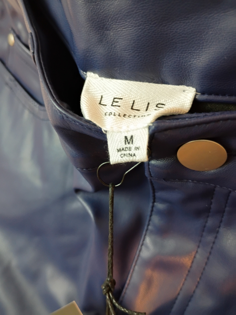 Le Lis Medium Nwt Navy Faux Leather Bootcut Pants P93 - Picture 3 of 7